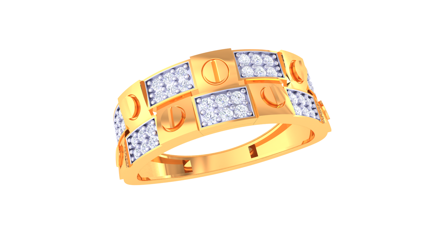 Iconique Golden Emblem – 0.3 Ct Striking Diamond Gold Ring