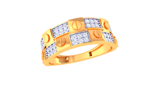 Iconique Golden Emblem – 0.3 Ct Striking Diamond Gold Ring