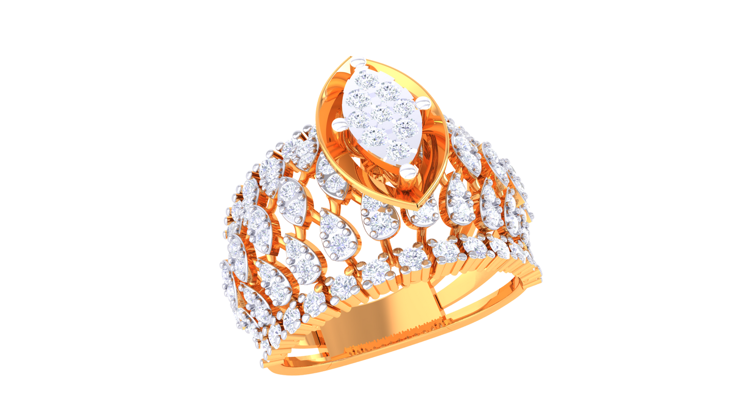 Éclat Visionnaire Marquise – 1.01 Ct Round Diamond Gold Ring