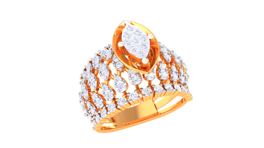 Éclat Visionnaire Marquise – 1.01 Ct Round Diamond Gold Ring