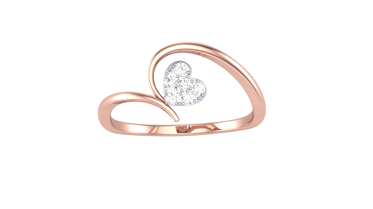 Lumiere Modern Heart Outline Rose Gold Ring - 0.08 Ct Round Diamond Accent