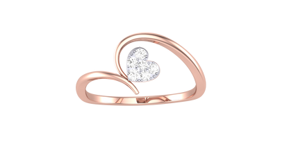 Lumiere Modern Heart Outline Rose Gold Ring - 0.08 Ct Round Diamond Accent