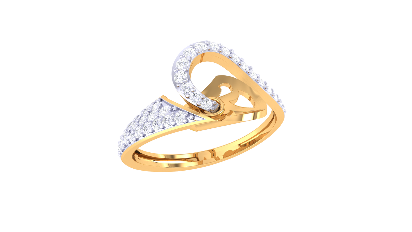 Lumiere Romantic Sparkle and Graceful Design - 0.37 Ct Brilliant Cut Diamonds With Rose Gold Heart Loop Ring