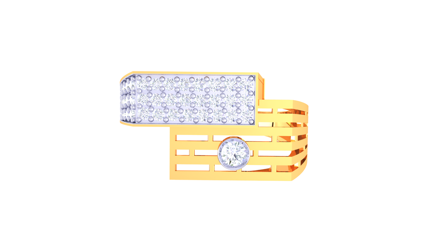 Artisan Vintage Héritage Gold Ring – 0.5 Ct Round Brilliant Diamonds