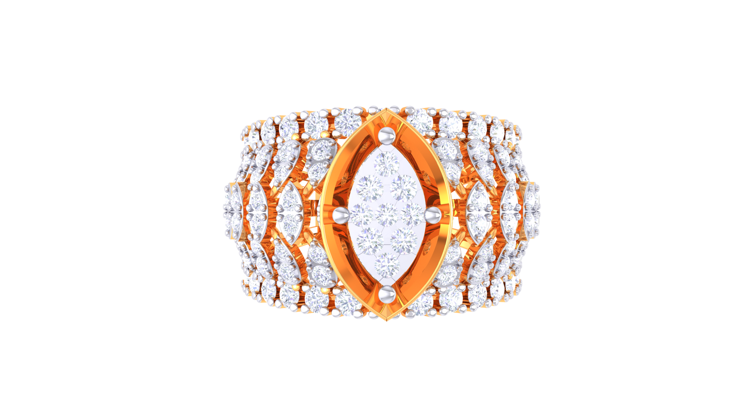Éclat Visionnaire Marquise – 1.01 Ct Round Diamond Gold Ring