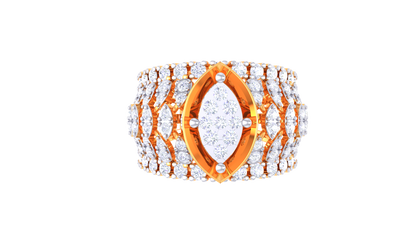 Éclat Visionnaire Marquise – 1.01 Ct Round Diamond Gold Ring