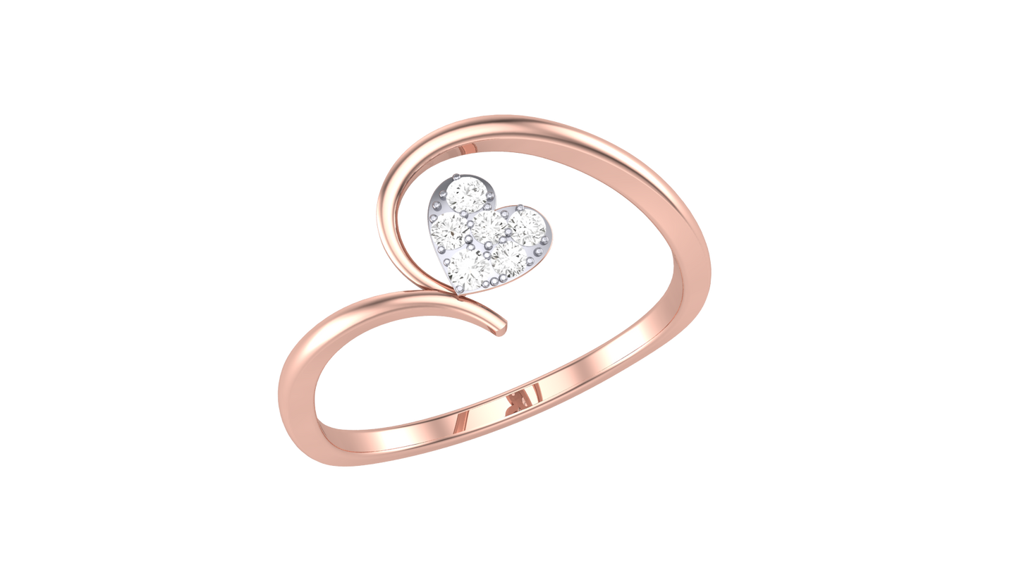 Lumiere Modern Heart Outline Rose Gold Ring - 0.08 Ct Round Diamond Accent