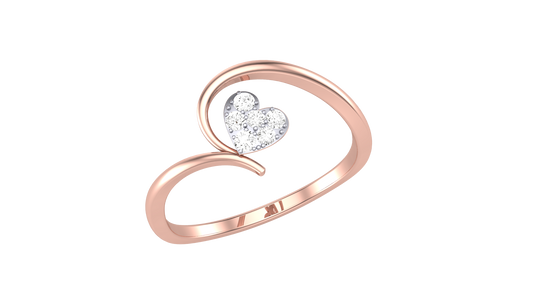 Lumiere Modern Heart Outline Rose Gold Ring - 0.08 Ct Round Diamond Accent