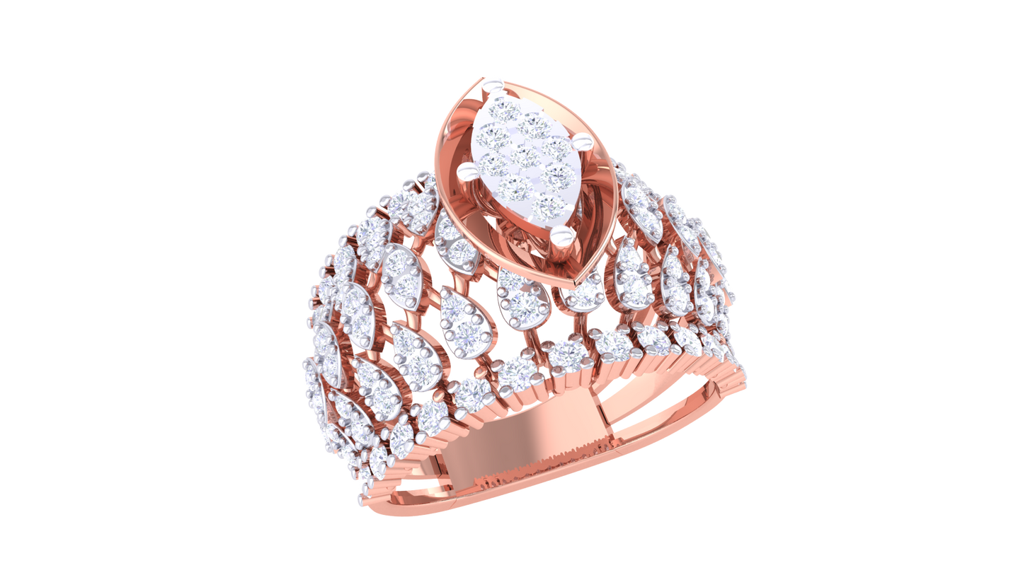 Éclat Visionnaire Marquise – 1.01 Ct Round Diamond Gold Ring