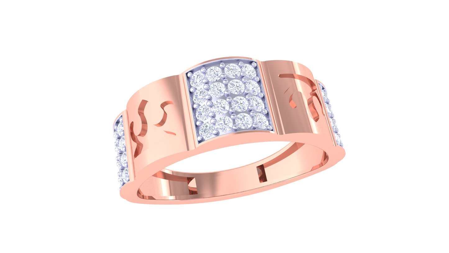 Iconique Radiant Crest Gold Ring – 0.5 Ct Diamond Cluster