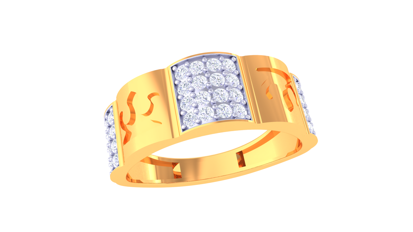 Iconique Radiant Crest Gold Ring – 0.5 Ct Diamond Cluster