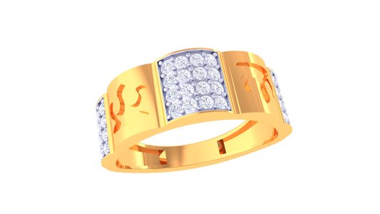 Iconique Radiant Crest Gold Ring – 0.5 Ct Diamond Cluster