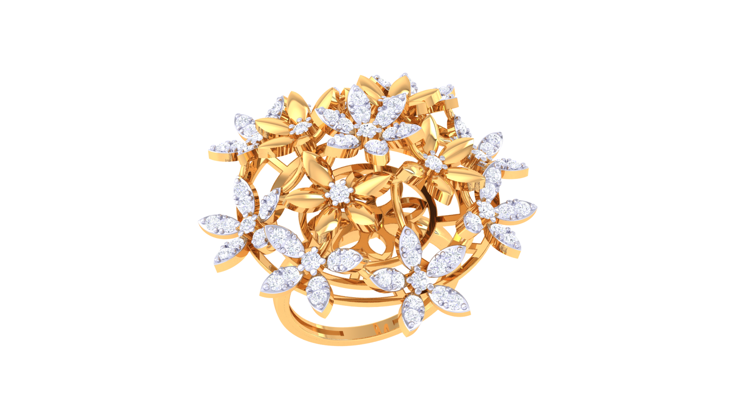 Iconique Floral Harmony Ring In Gold – 1.03 Ct Diamonds