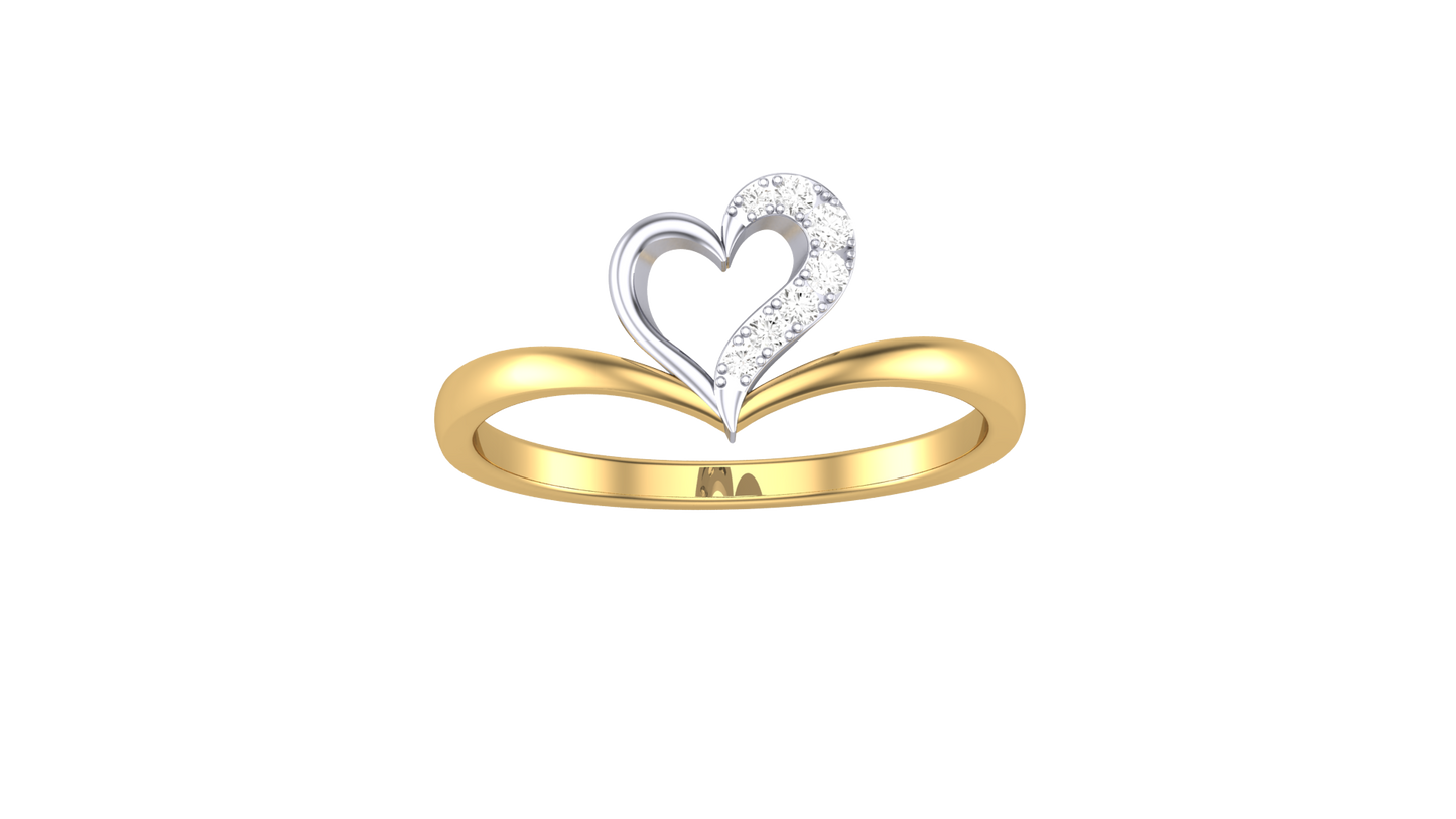 Lumiere Dual Tone Heart Gold Ring - 0.05 Ct Round Diamond Sparkle