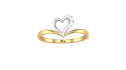 Lumiere Dual Tone Heart Gold Ring - 0.05 Ct Round Diamond Sparkle