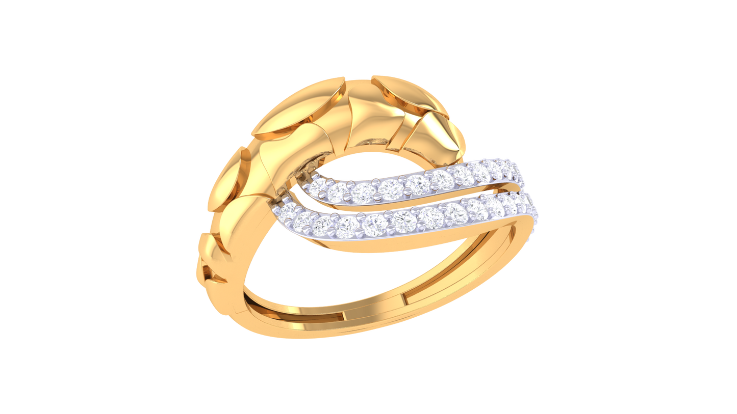 Lumiere Rose Gold Leaf Motif – 0.31 Ct Brilliant Cut Diamond Ring