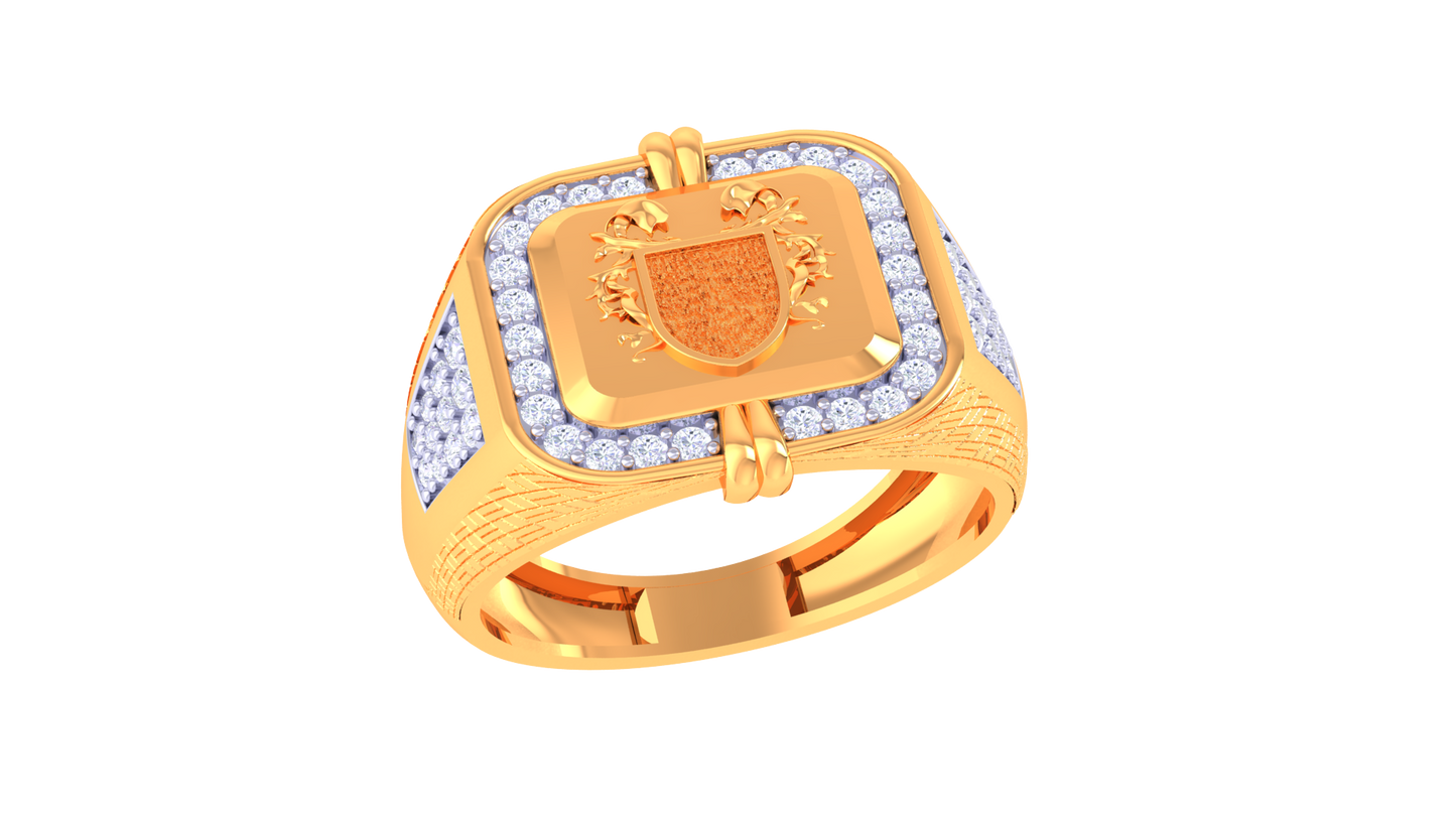 Artisan Écusson Héritage Gold Ring – 0.49 Ct Round Brilliant Diamonds