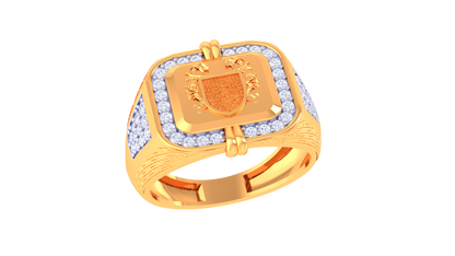 Artisan Écusson Héritage Gold Ring – 0.49 Ct Round Brilliant Diamonds