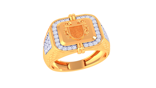 Artisan Écusson Héritage Gold Ring – 0.49 Ct Round Brilliant Diamonds