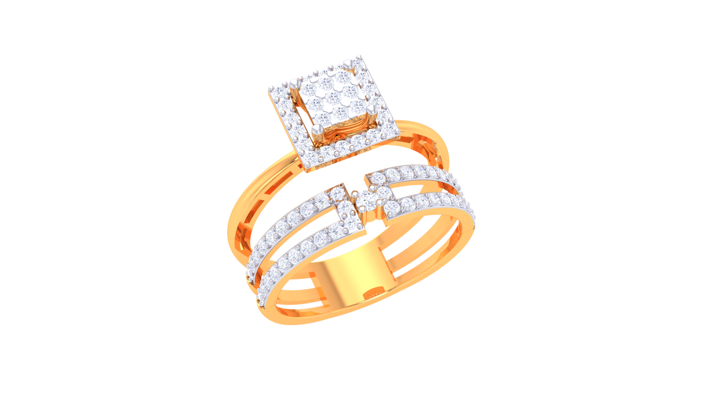 Éclat Quadrille Moderne – 0.59 Ct Square Diamond Gold Ring