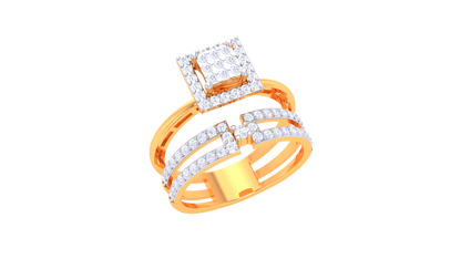 Éclat Quadrille Moderne – 0.59 Ct Square Diamond Gold Ring