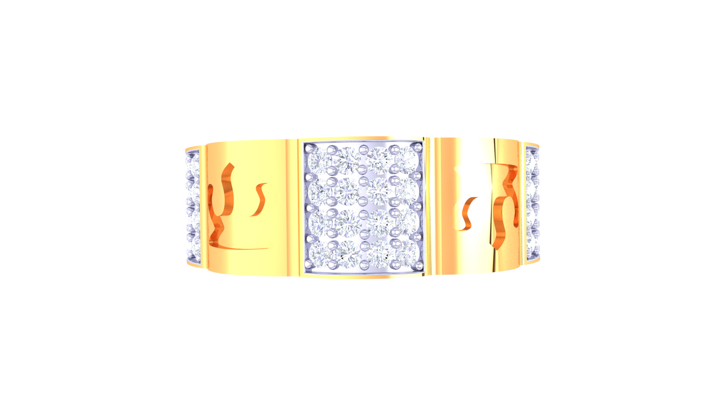 Iconique Radiant Crest Gold Ring – 0.5 Ct Diamond Cluster