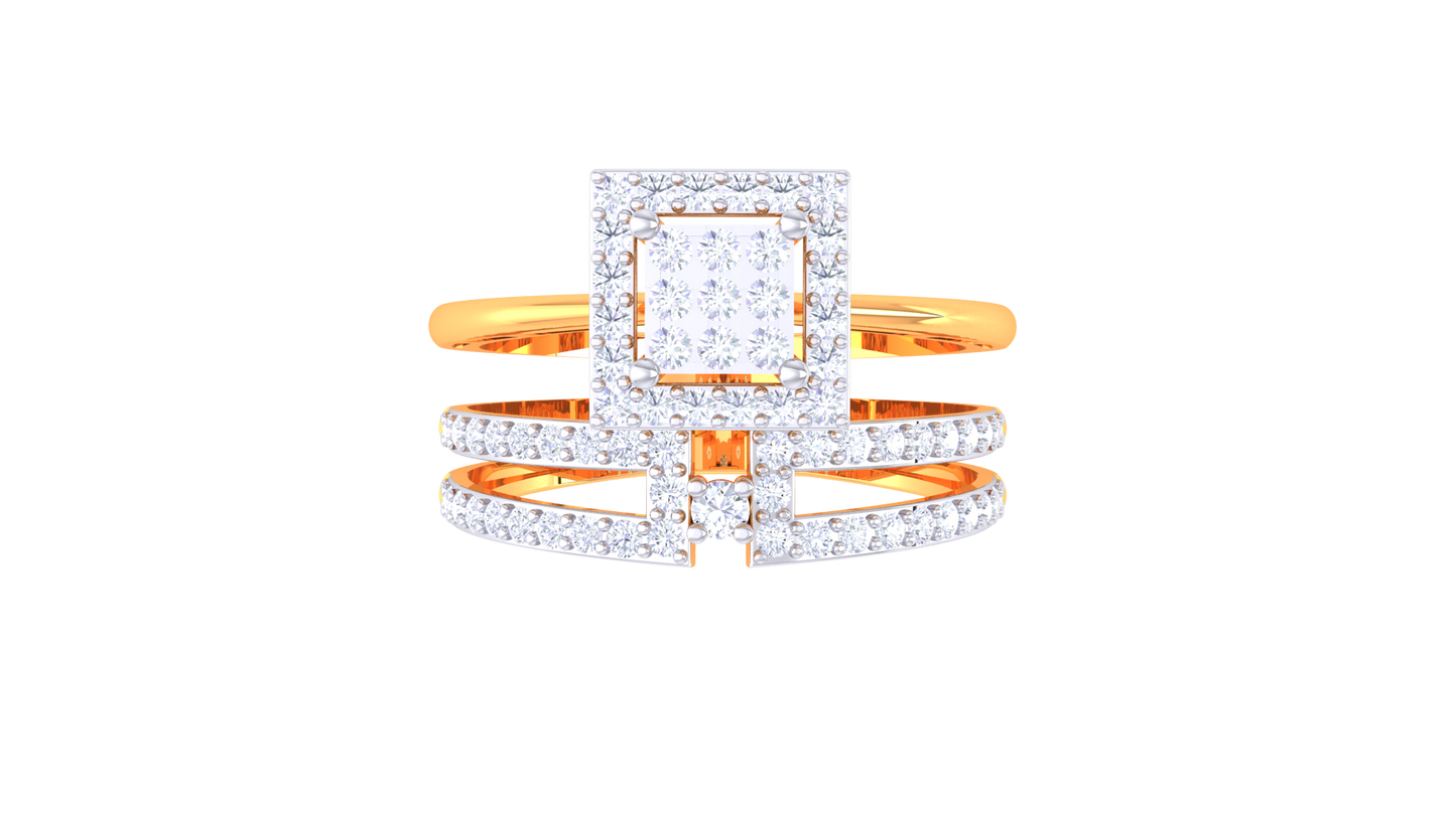 Éclat Quadrille Moderne – 0.59 Ct Square Diamond Gold Ring