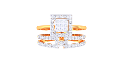 Éclat Quadrille Moderne – 0.59 Ct Square Diamond Gold Ring