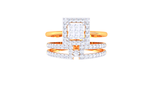 Éclat Quadrille Moderne – 0.59 Ct Square Diamond Gold Ring
