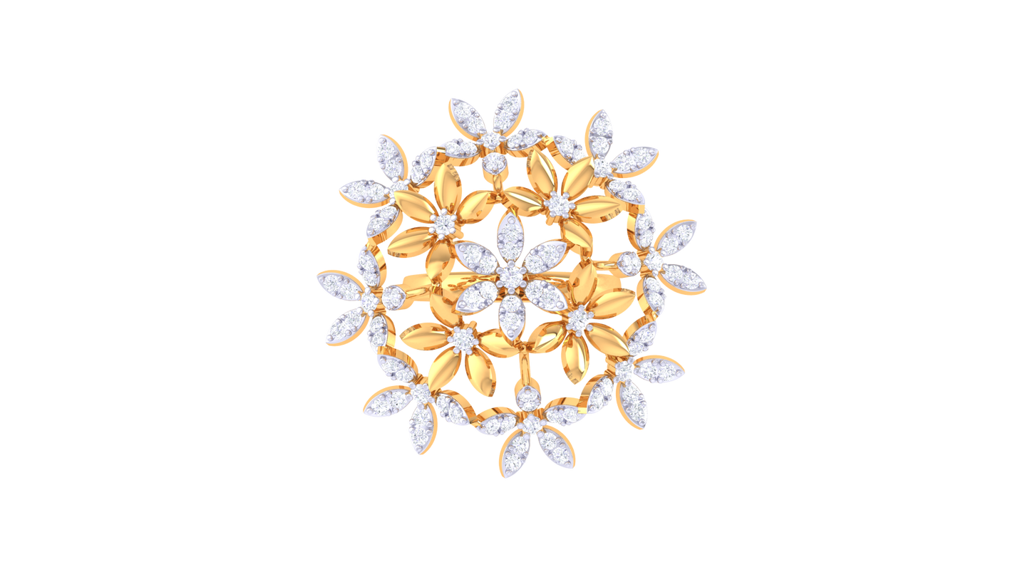 Iconique Floral Harmony Ring In Gold – 1.03 Ct Diamonds