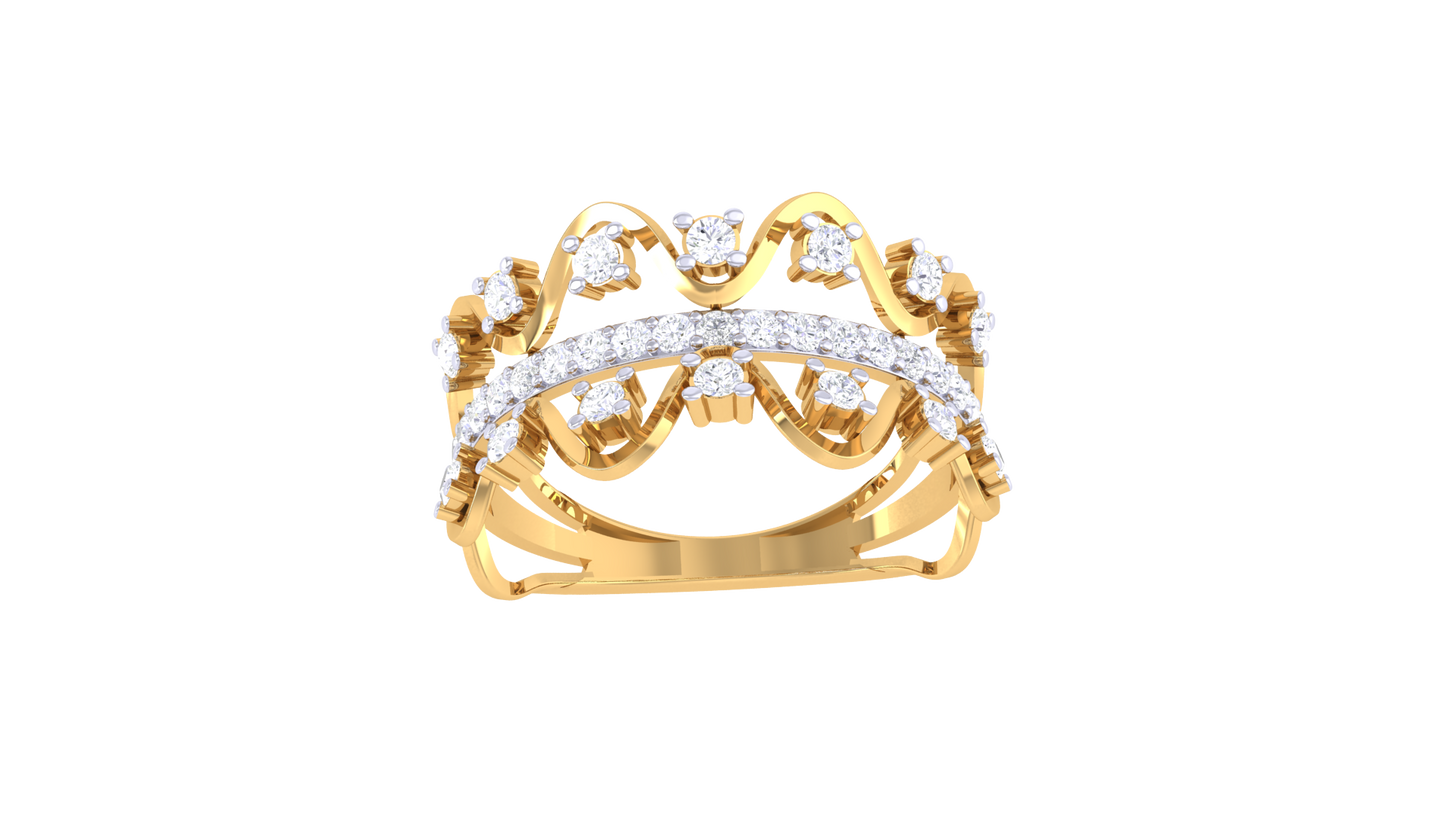 Lumiere Crown Rose Gold Ring - 0.43 Ct Dazzling Diamonds Diamond