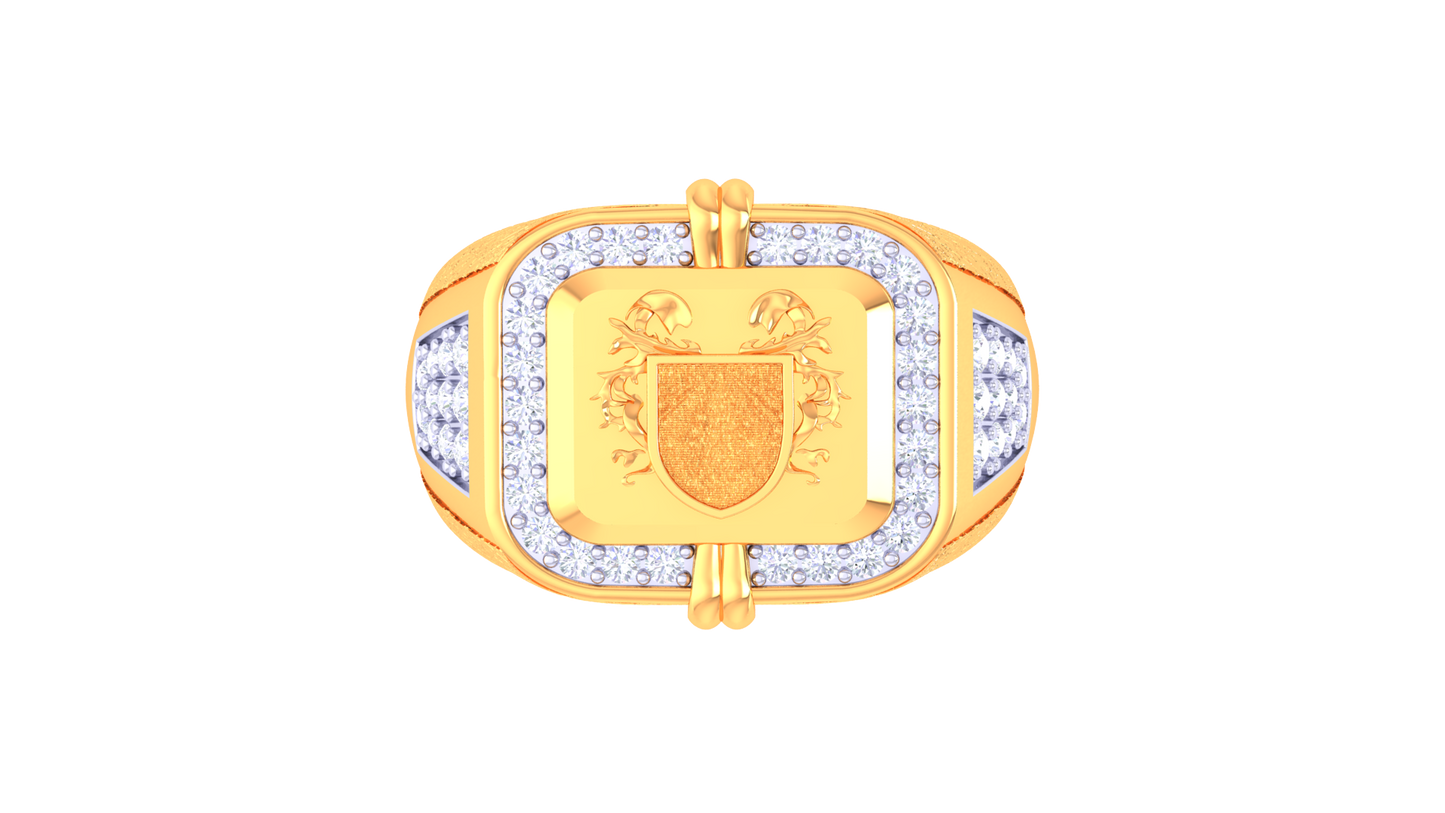 Artisan Écusson Héritage Gold Ring – 0.49 Ct Round Brilliant Diamonds