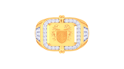 Artisan Écusson Héritage Gold Ring – 0.49 Ct Round Brilliant Diamonds