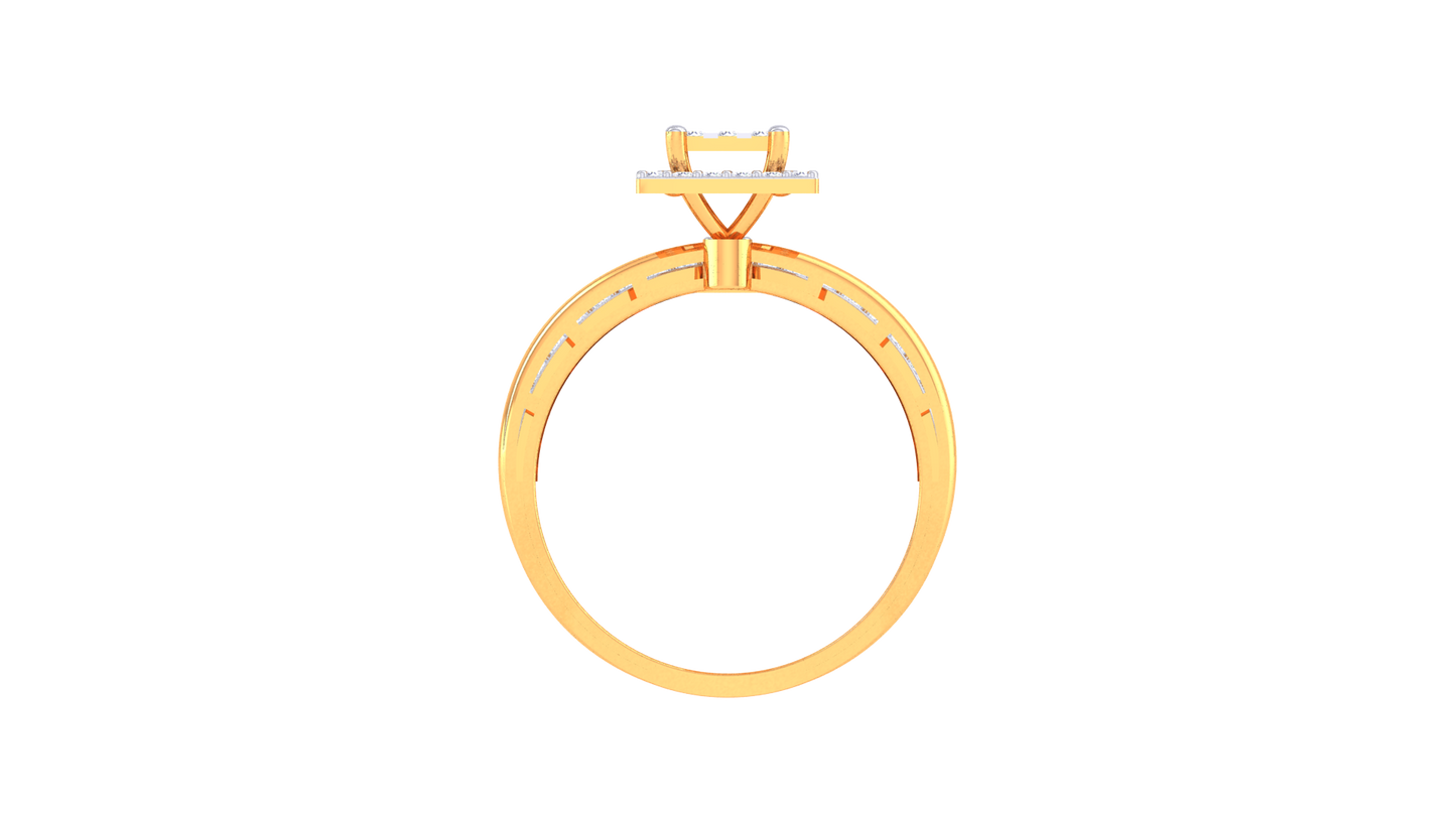 Éclat Quadrille Moderne – 0.59 Ct Square Diamond Gold Ring