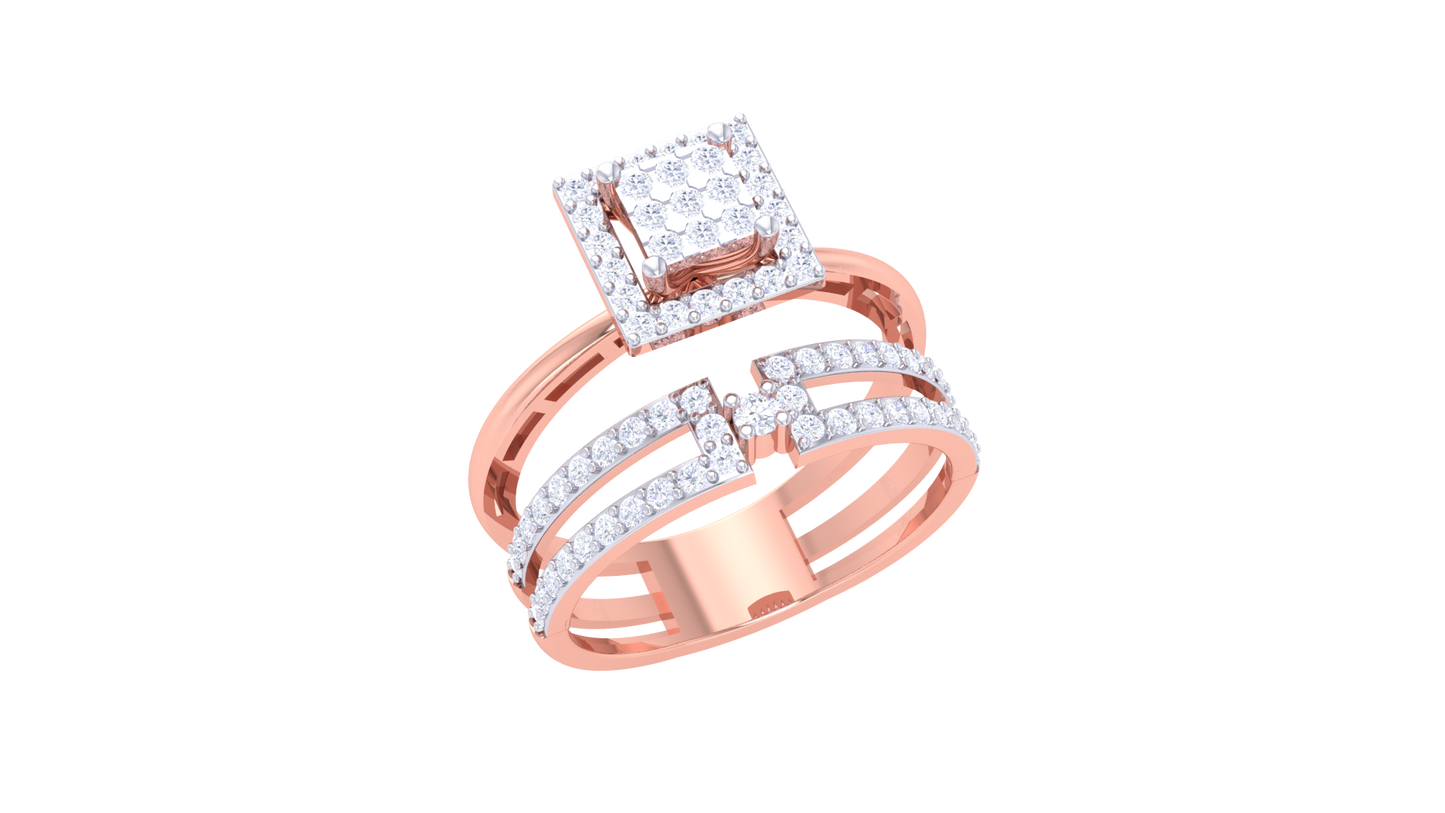 Éclat Quadrille Moderne – 0.59 Ct Square Diamond Gold Ring