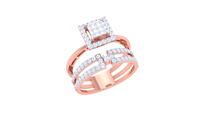 Éclat Quadrille Moderne – 0.59 Ct Square Diamond Gold Ring