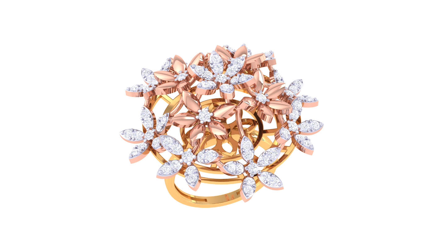 Iconique Floral Harmony Ring In Gold – 1.03 Ct Diamonds