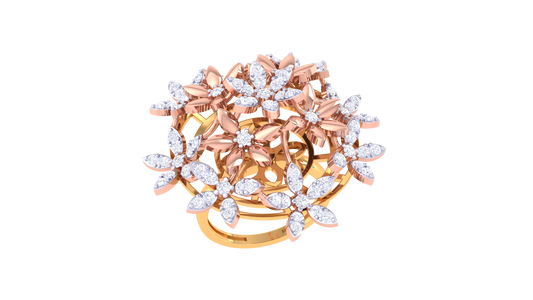 Iconique Floral Harmony Ring In Gold – 1.03 Ct Diamonds