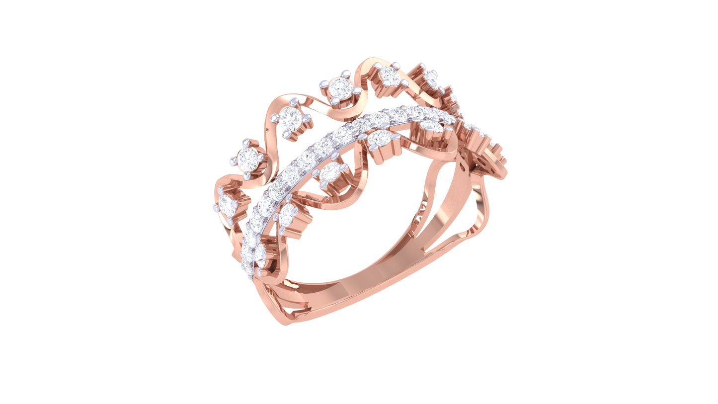 Lumiere Crown Rose Gold Ring - 0.43 Ct Dazzling Diamonds Diamond