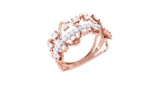 Lumiere Crown Rose Gold Ring - 0.43 Ct Dazzling Diamonds Diamond