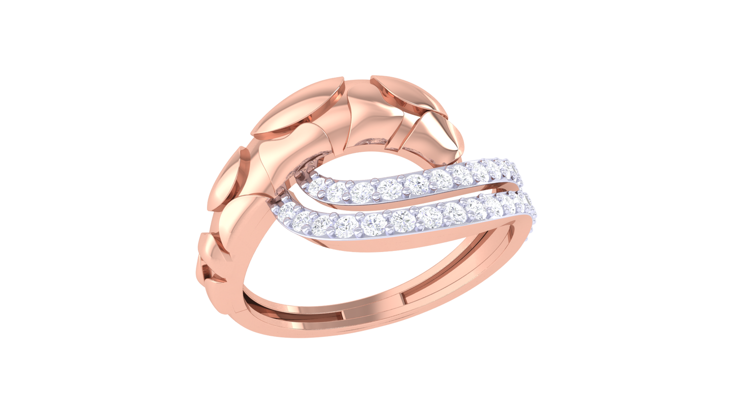 Lumiere Rose Gold Leaf Motif – 0.31 Ct Brilliant Cut Diamond Ring