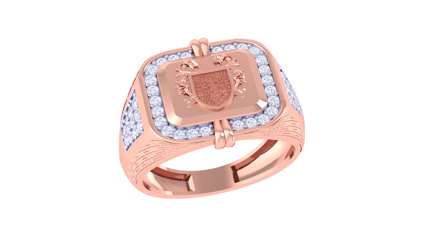 Artisan Écusson Héritage Gold Ring – 0.49 Ct Round Brilliant Diamonds