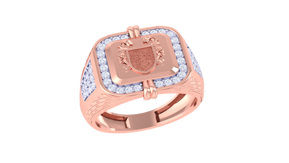 Artisan Écusson Héritage Gold Ring – 0.49 Ct Round Brilliant Diamonds