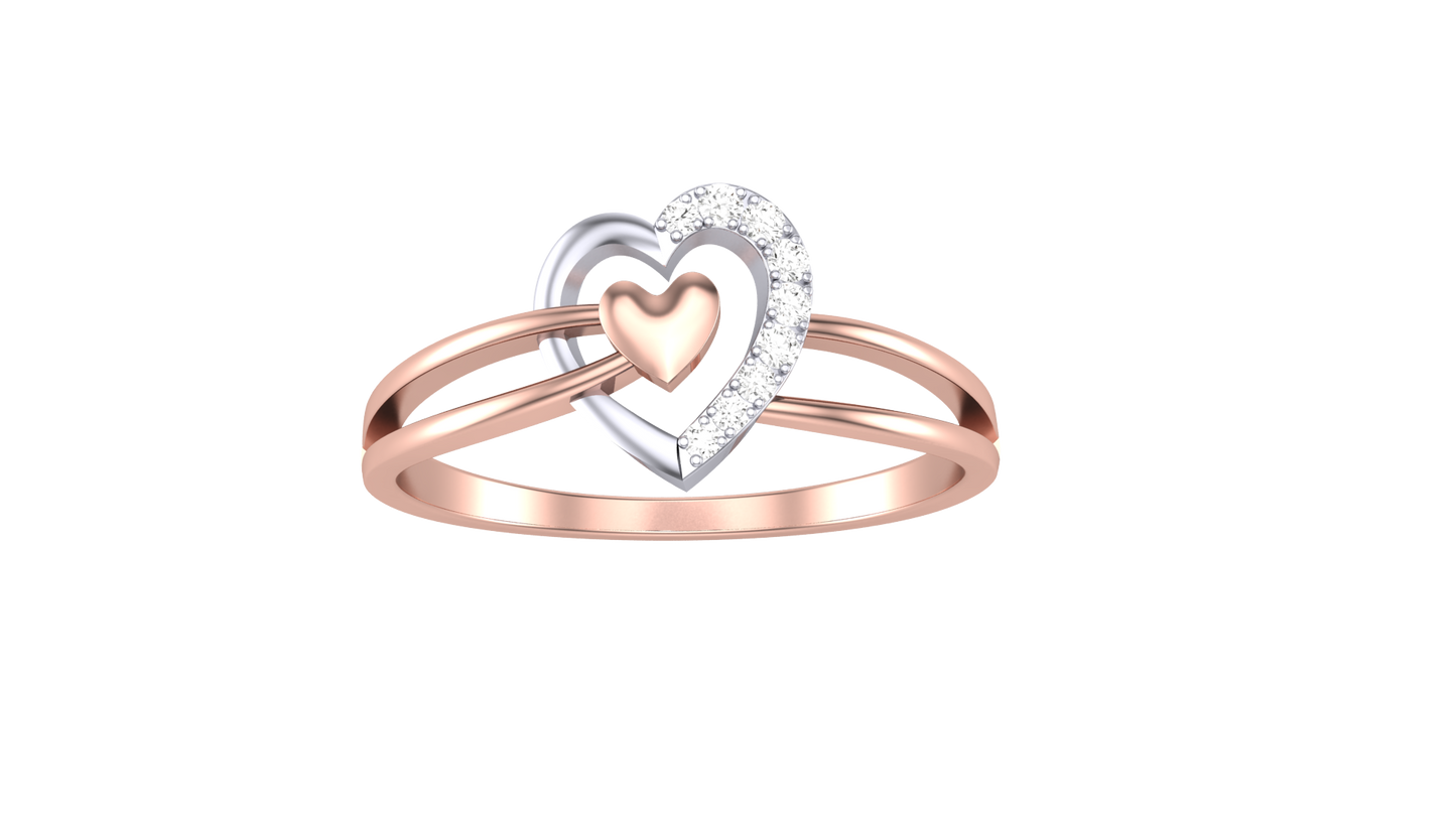 Lumiere Halo Ring In Rose Gold - 0.04 Ct Heart Diamond Framed By Brillant Stone