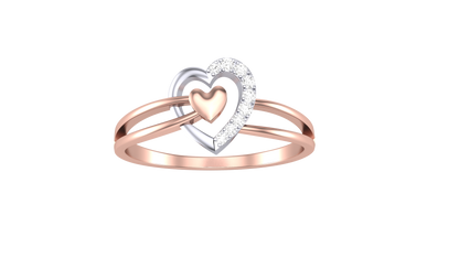 Lumiere Halo Ring In Rose Gold - 0.04 Ct Heart Diamond Framed By Brillant Stone