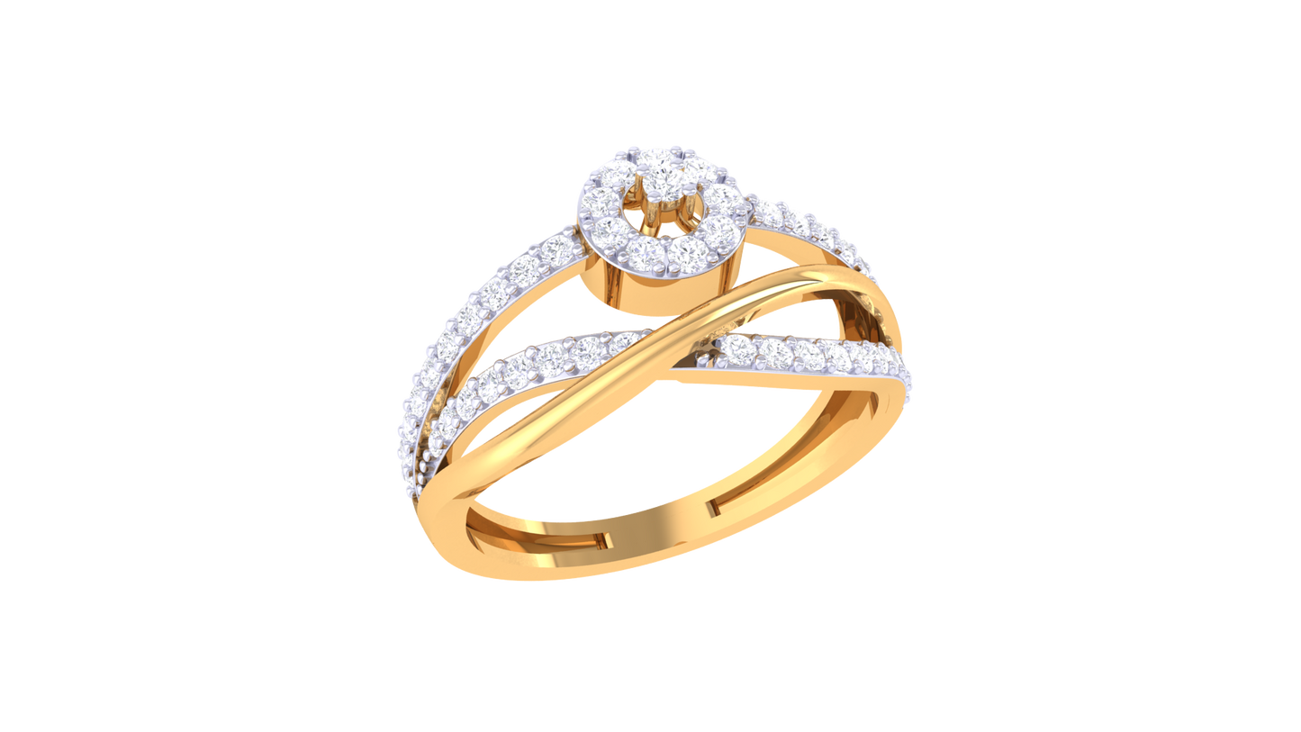 Lumiere Halo Rose Gold Ring With 0.41 Ct Round Diamonds – Split Shank Elegance and Timeless Brilliance
