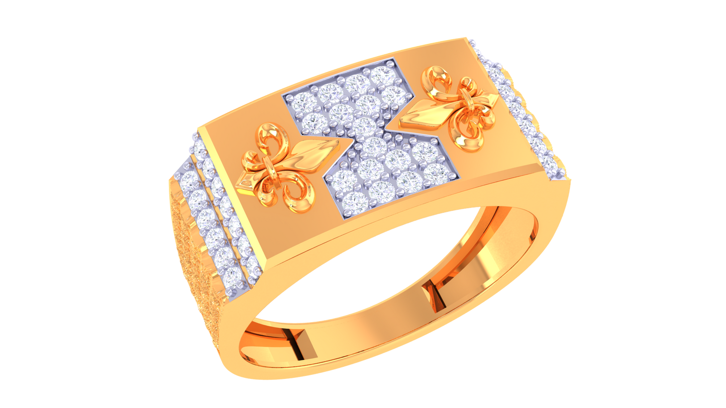 Artisan Royal Ember Gold Ring – 0.46 Ct Round Brilliant Diamonds