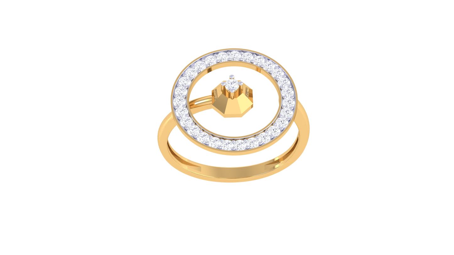 Lumiere Halo Prism Yellow Gold Ring - 0.36 Ct Sparking Diamonds
