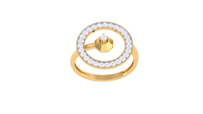 Lumiere Halo Prism Yellow Gold Ring - 0.36 Ct Sparking Diamonds