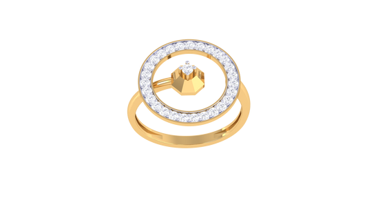Lumiere Halo Prism Yellow Gold Ring - 0.36 Ct Sparking Diamonds